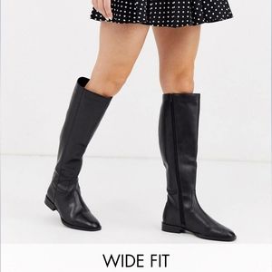 Asos Wide Fit Charisma Leather Riding Boot NWOT